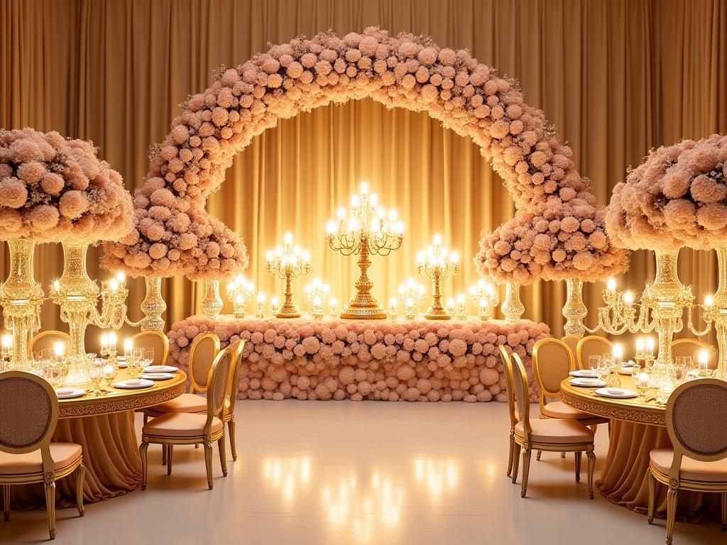 Quinceañeros con decoración dorada